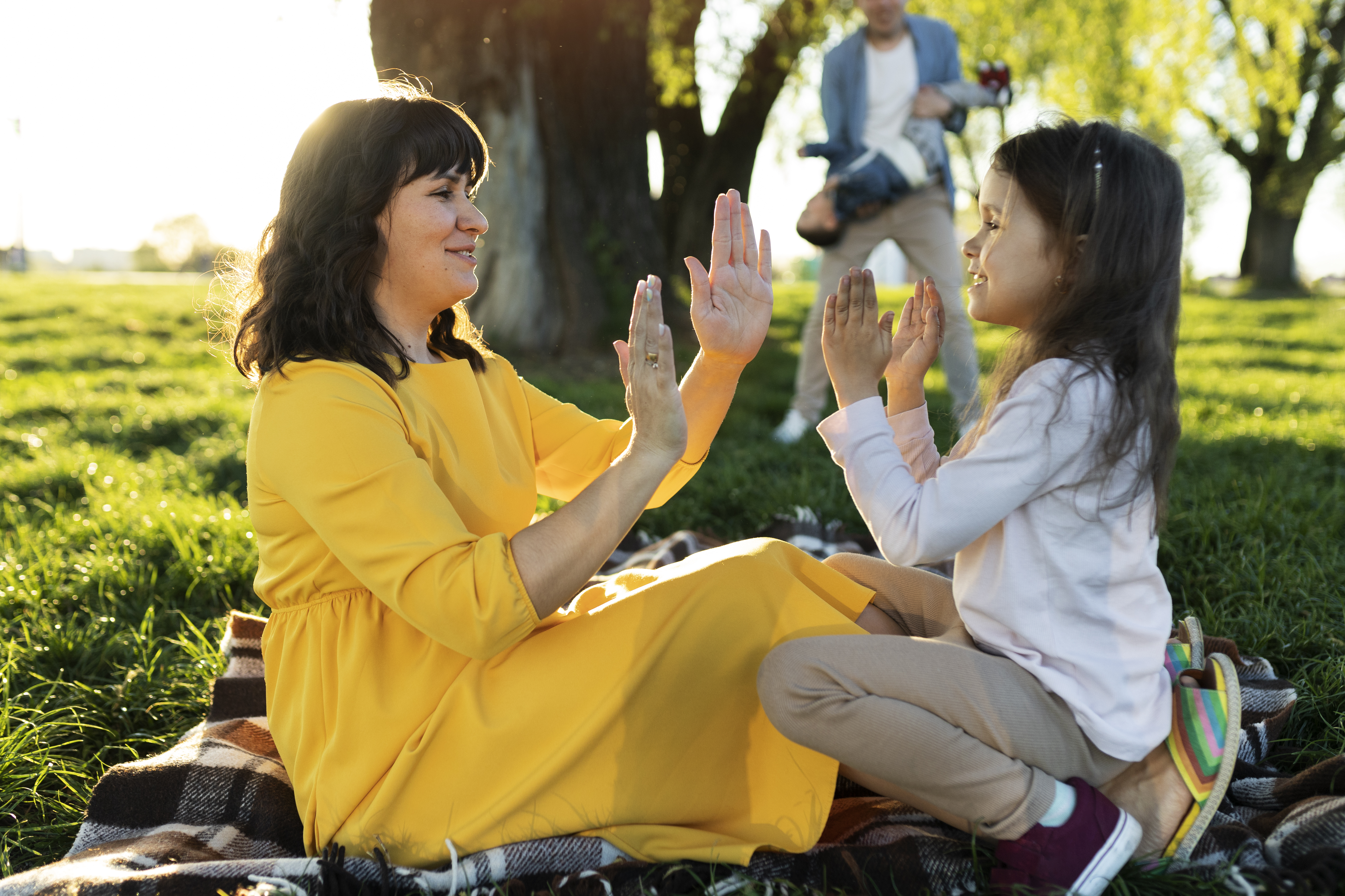 mother playing with kid